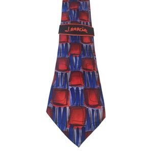 NWT J. Garcia 'Tennis Shoe Escape' Men Tie Necktie Red Blue Abstract Collect. 57